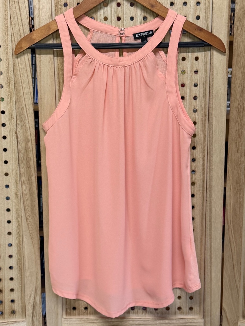 Express Sunset Coral Sleeveless Blouse Keyhole Back Tank Top Small